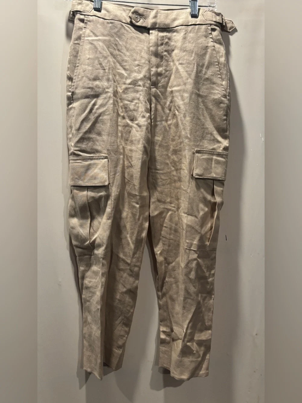 BANANA REPUBLIC Beige 100% Linen Cargo Pants Size 0